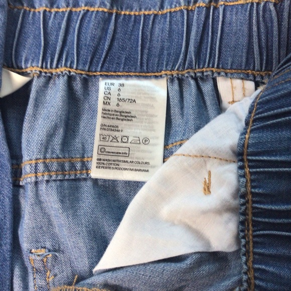 H&M High waist tie chambray denim shorts size 6 - Picture 6 of 11